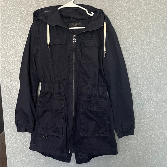 Laundry By Shelli Segal Jackets & Blazers - Laundry by Shelli Segal Navy Hooded Jacket Size Large
